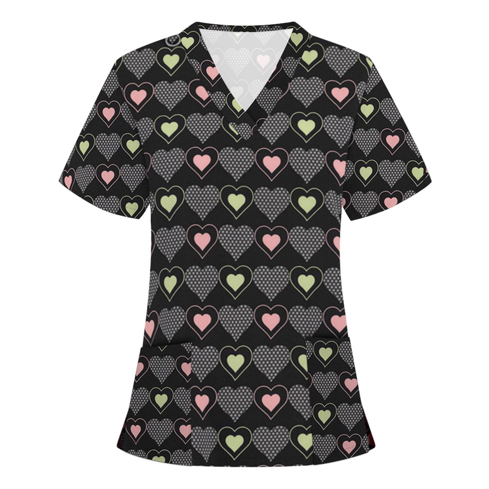 Women Short Sleeve V Neck Cartoon Pattern Tops Working Uniform T-shirts L чёрный
Women Short Sleeve V Neck Cartoon Pattern Tops Working Uniform T-shirts L чёрный