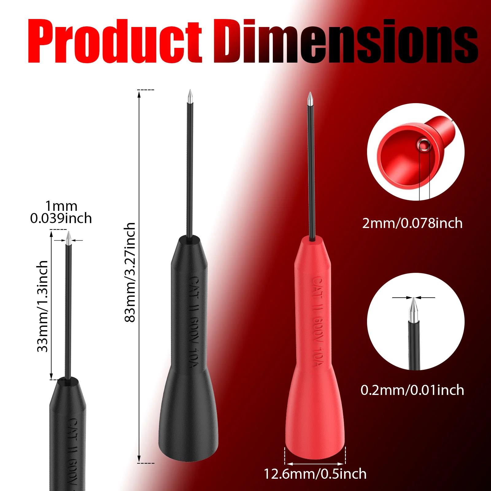 4Pcs 2mm Extended Needle Test Probes 600V/10A Non-Destructive Insulation Wire Piercing Needle Stainless Steel Extra Thin Electri
4Pcs 2mm Extended Needle Test Probes 600V/10A Non-Destructive Insulation Wire Piercing Needle Stainless Steel Extra Thin Electri