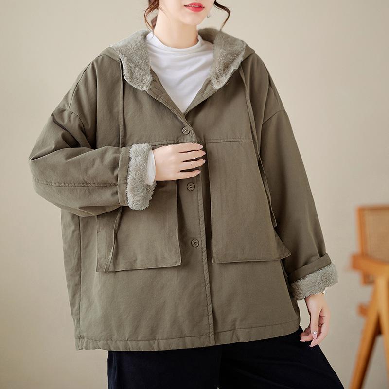 Women s Winter Hooded Mid-Length Thickened Velvet Cotton Jacket: Casual Loose Fit XL армія зелений колір
Women s Winter Hooded Mid-Length Thickened Velvet Cotton Jacket: Casual Loose Fit XL армія зелений колір