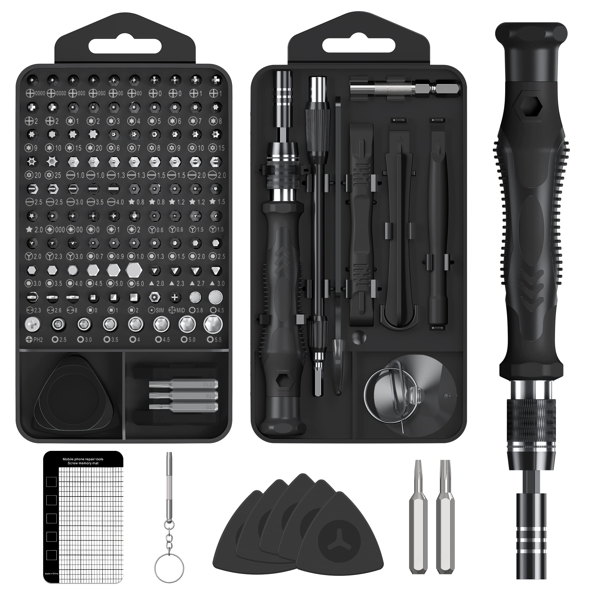 MOVMAO Precision Screwdriver Set with 103 Torx Magnetic Specialty Tool Kit for DIY Repair Dedicated Case with Black 130-in-1 Bits, Driver,
MOVMAO Precision Screwdriver Set with 103 Torx Magnetic Specialty Tool Kit for DIY Repair Dedicated Case with Black 130-in-1 Bits, Driver,