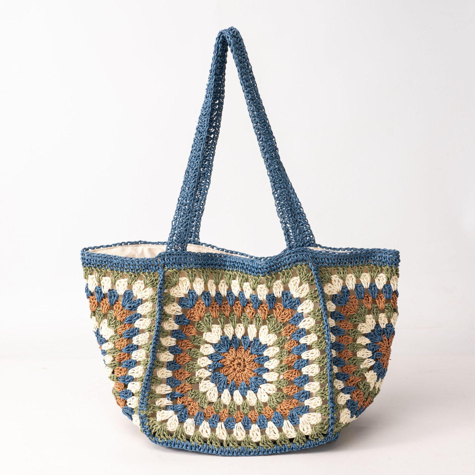 New Shoulder Diamond Grid Grass Woven Bag with High-end Feel, Handmade Woven Bag, Large Capacity Tote Bag, Vacation Beach Bag синій
New Shoulder Diamond Grid Grass Woven Bag with High-end Feel, Handmade Woven Bag, Large Capacity Tote Bag, Vacation Beach Bag синій