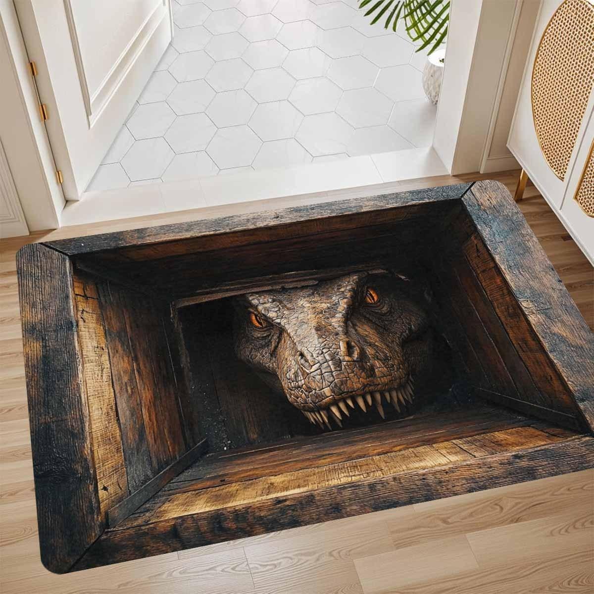 2D Wooden Box Containing Dinosaur Door Mat Optical Illusion Trap Welcome Mat Living Room and Kitchen Carpets Unique Home Gift 40x60cm
2D Wooden Box Containing Dinosaur Door Mat Optical Illusion Trap Welcome Mat Living Room and Kitchen Carpets Unique Home Gift 40x60cm