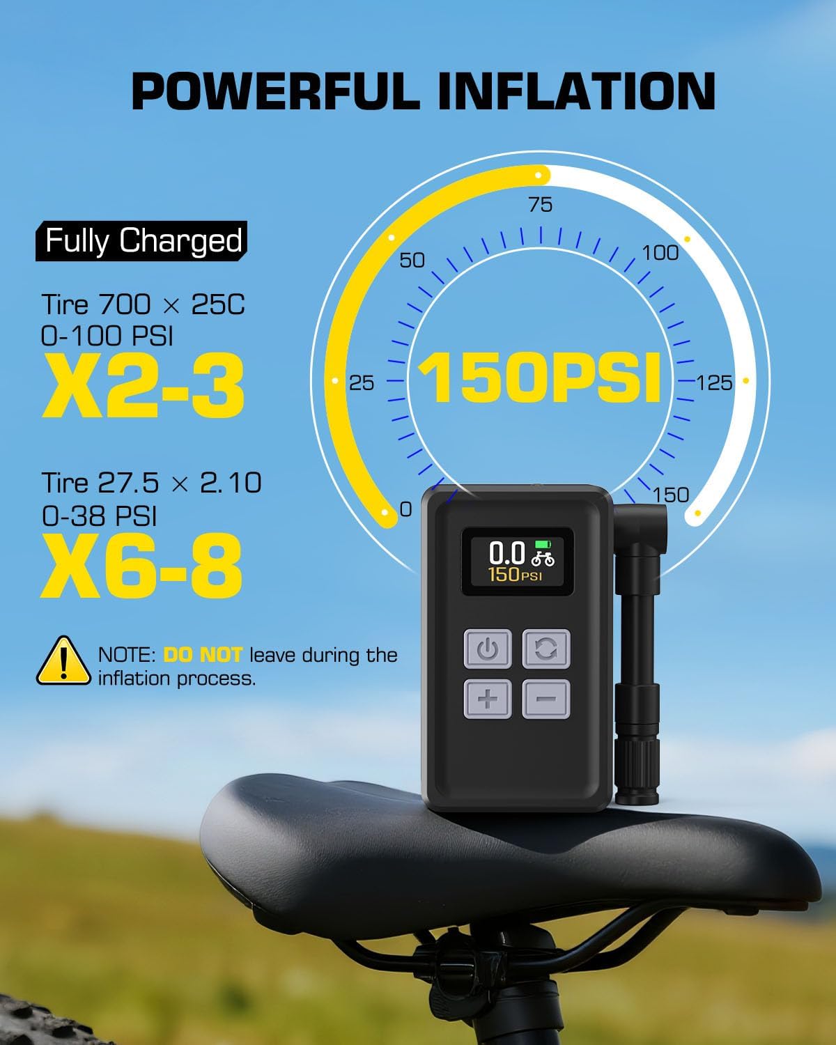 Mini Electric Bike Pump, 29s Fast Inflation, 150PSI with Gauge, Presta/Schrader, for Road & Mountain Bikes, Motorcycles, Balls United States
Mini Electric Bike Pump, 29s Fast Inflation, 150PSI with Gauge, Presta/Schrader, for Road & Mountain Bikes, Motorcycles, Balls United States