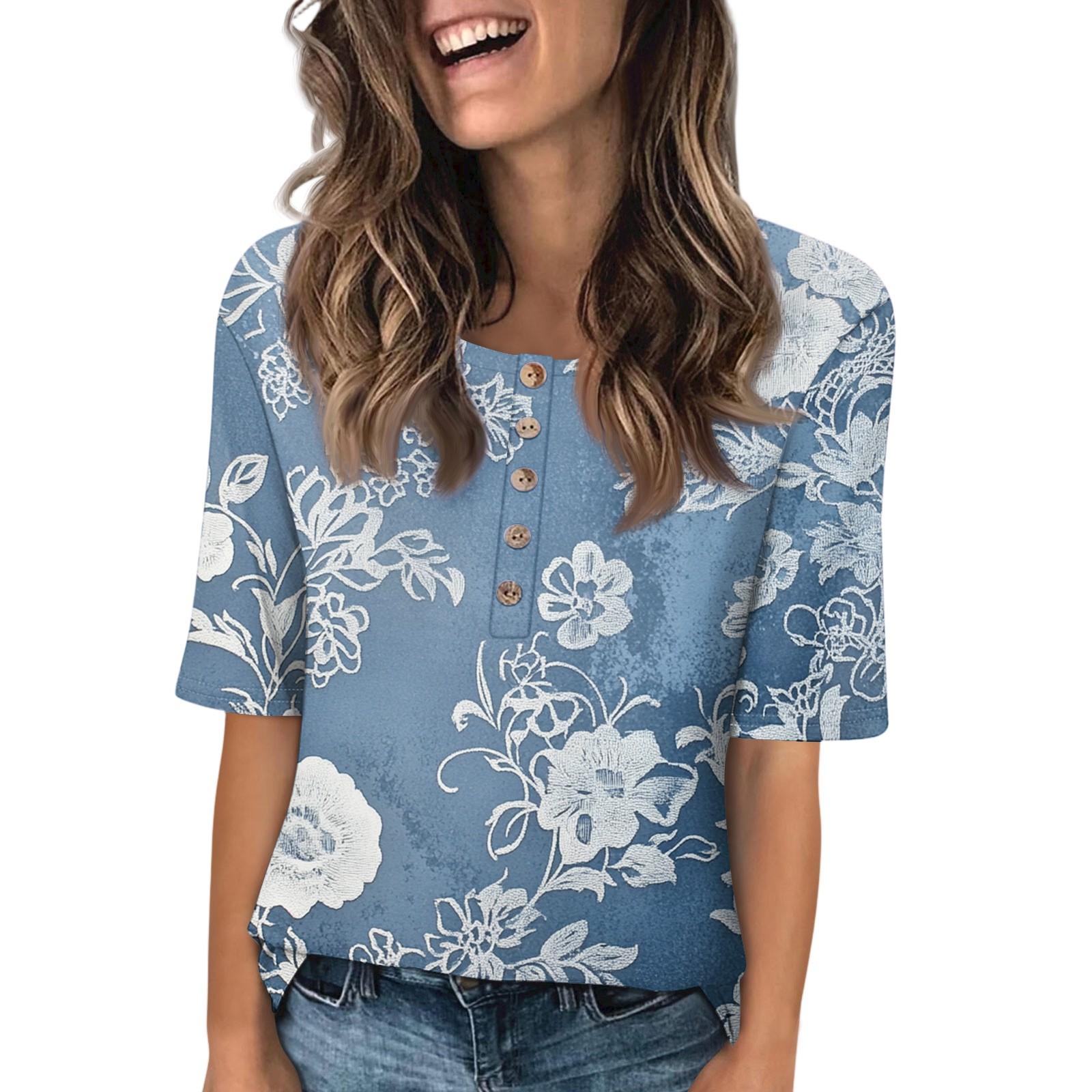 Жіноча модна блузка з принтом, круглим вирізом, ґудзиками та рукавом три чверті XXL ціан
Жіноча модна блузка з принтом, круглим вирізом, ґудзиками та рукавом три чверті XXL ціан