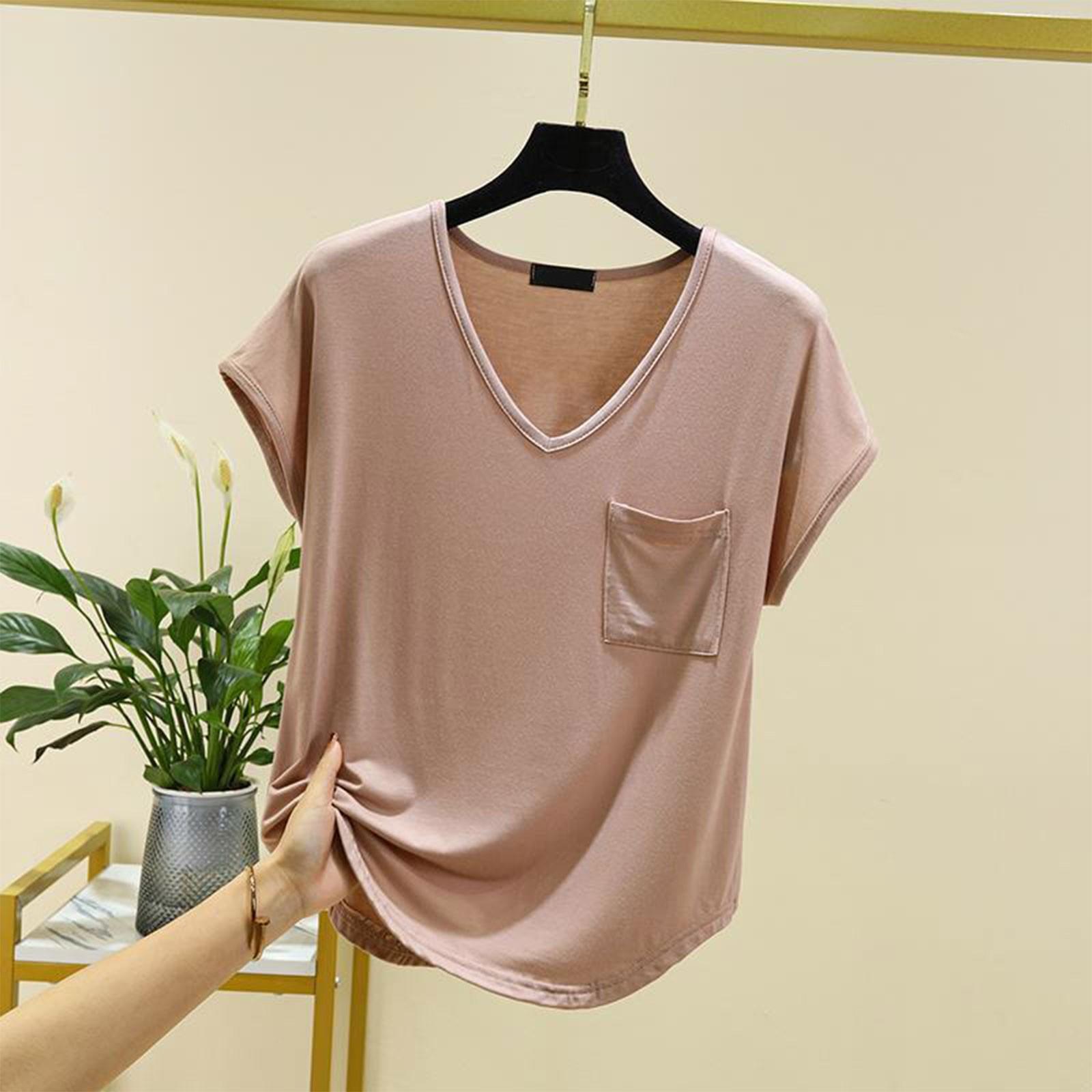 Women s Loose Casual V-neck Pocket Short Sleeved T-shirt For Summer Thin Cut Single Top Solid Color Inner Layer Bottom Layer M хакі
Women s Loose Casual V-neck Pocket Short Sleeved T-shirt For Summer Thin Cut Single Top Solid Color Inner Layer Bottom Layer M хакі