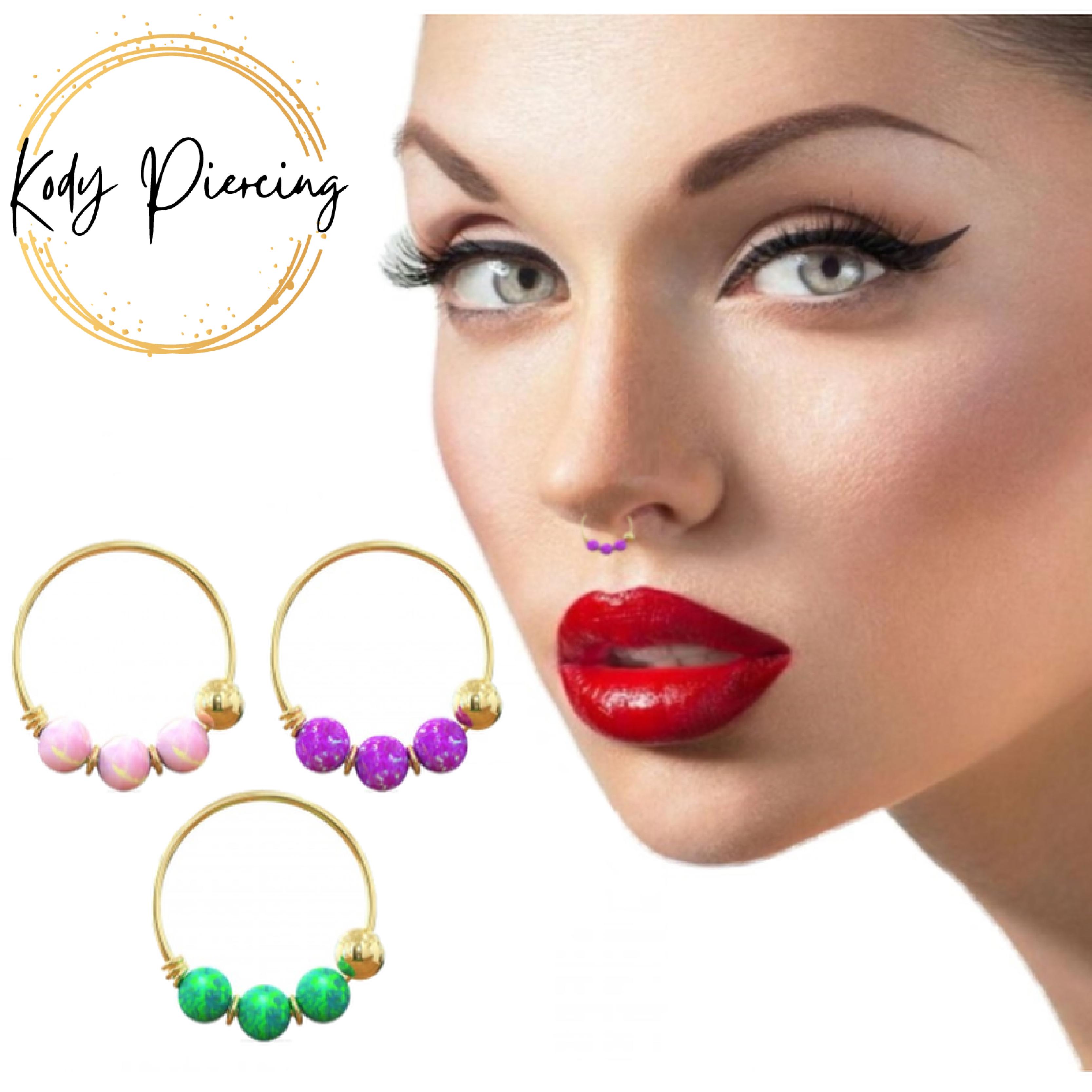 KODY PIERCING Кольцо-обруч в носу из желтого золота 9 карат с опалом и камнями, 3 шт. в коробке — качественный пирсинг
KODY PIERCING Кольцо-обруч в носу из желтого золота 9 карат с опалом и камнями, 3 шт. в коробке — качественный пирсинг