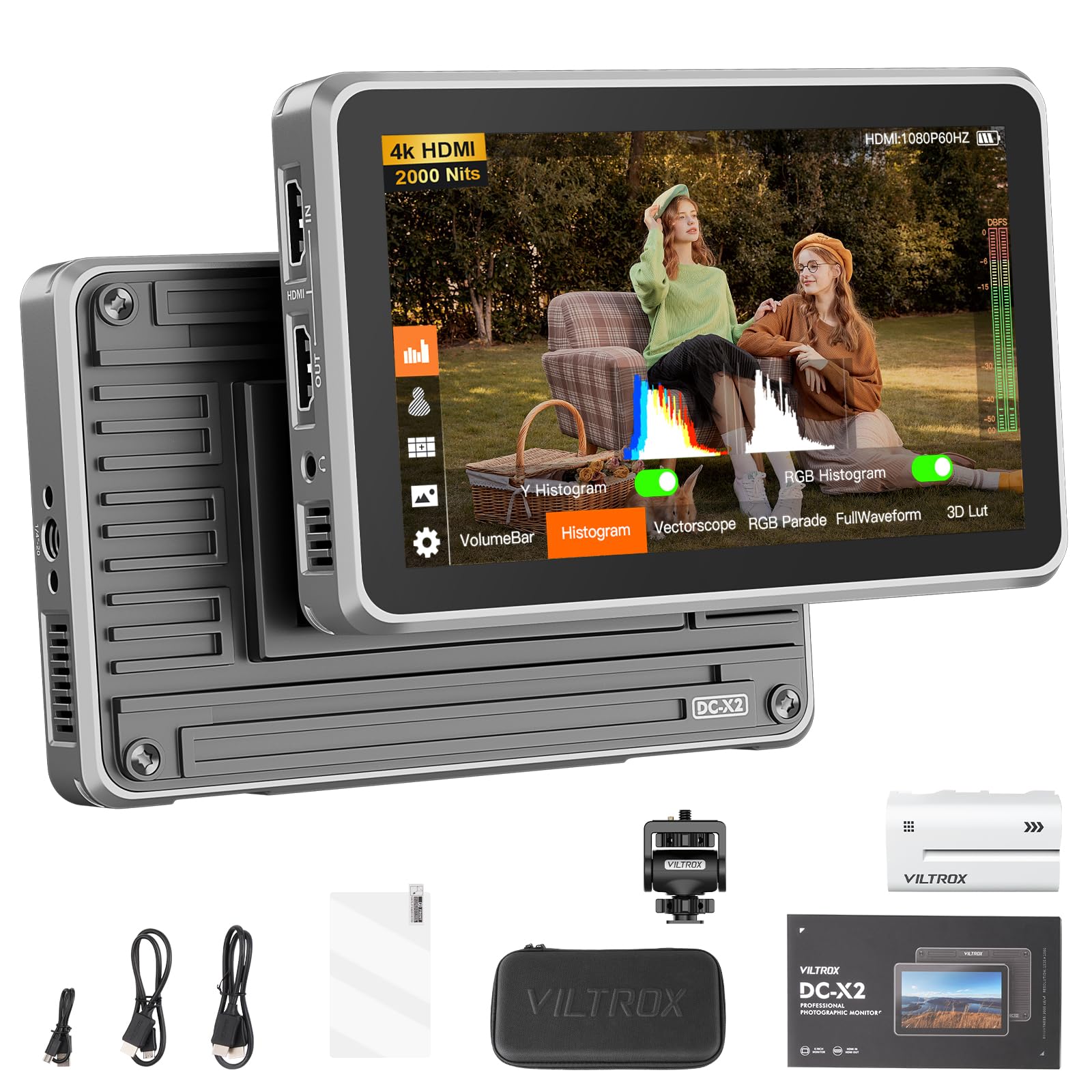 Viltrox DC-X2 2000nits Camera Field Monitor 6-дюймовый сенсорный монитор для видеокамеры 4K 1920X1080 HDMl для монитора камеры 3D LUT Внешний монитор RGB
Viltrox DC-X2 2000nits Camera Field Monitor 6-дюймовый сенсорный монитор для видеокамеры 4K 1920X1080 HDMl для монитора камеры 3D LUT Внешний монитор RGB