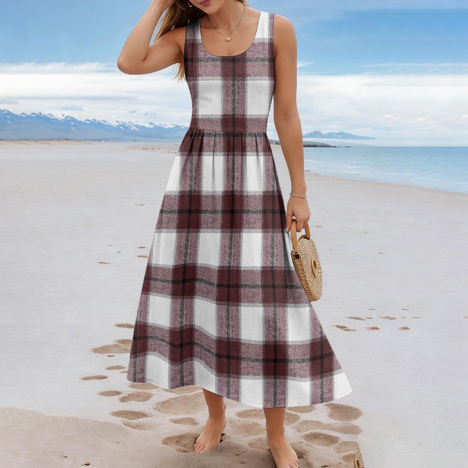 Women Sleeveless Plaid Maxi Dress Summer Casual Loose Fit Long Tank Dress Lightweight Soft Fabric for Daily Wear XL
Women Sleeveless Plaid Maxi Dress Summer Casual Loose Fit Long Tank Dress Lightweight Soft Fabric for Daily Wear XL