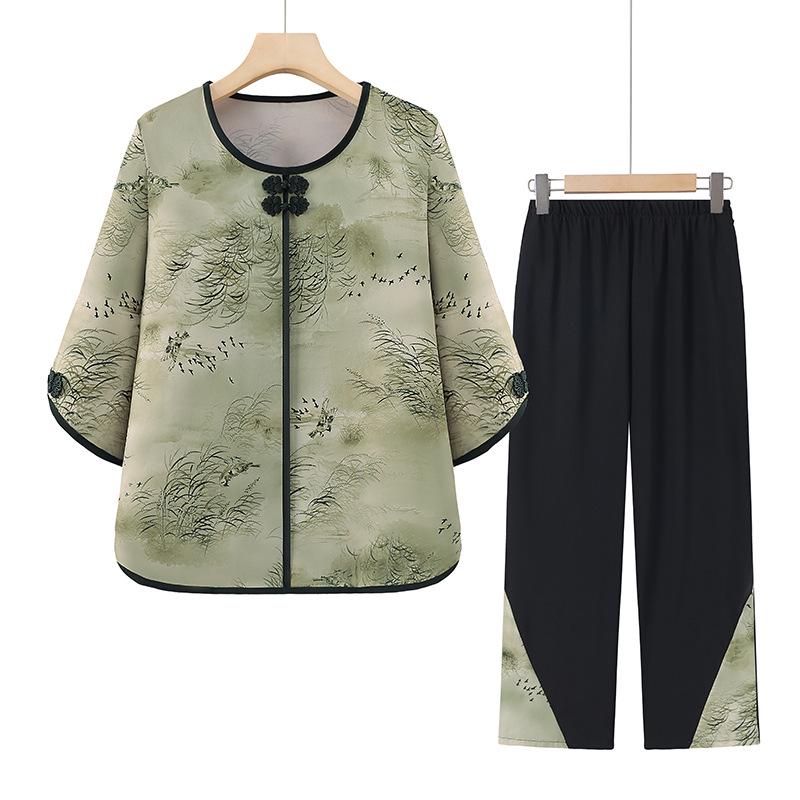Grandma s Summer Plus Size Two-Piece Set: 3/4 Sleeve Shirt & 9-Point Pants for Women 3XL (120-135 Jin) зелений
Grandma s Summer Plus Size Two-Piece Set: 3/4 Sleeve Shirt & 9-Point Pants for Women 3XL (120-135 Jin) зелений