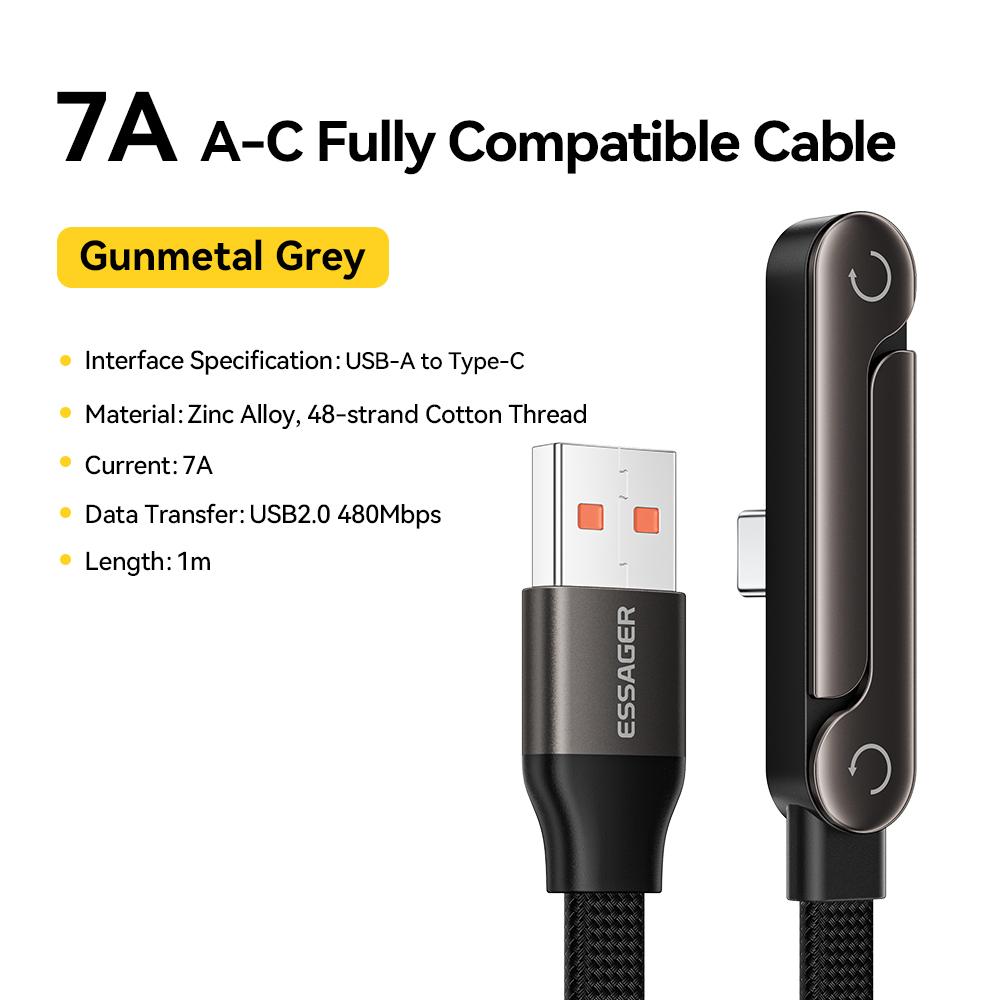 Essager 100W Elbowed USB Type-C Cable 100W For iPhone 17 16Pro Max Type C Cable for Macbook pro Fast Charge Wire for Huawei ipad 1m чорний
Essager 100W Elbowed USB Type-C Cable 100W For iPhone 17 16Pro Max Type C Cable for Macbook pro Fast Charge Wire for Huawei ipad 1m чорний