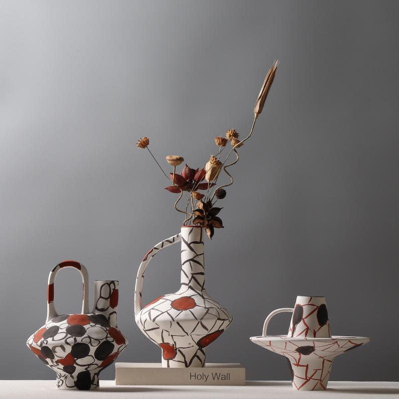 Ceramic Vase Geometric Graffiti Pattern Handle Flower Vase Floral Arrangement Accessories Terrarium Home Decoration Accessories
Ceramic Vase Geometric Graffiti Pattern Handle Flower Vase Floral Arrangement Accessories Terrarium Home Decoration Accessories