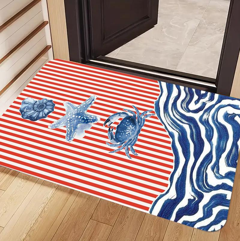 Nautical Coastal Door Mat Soft Non-Slip Entrance Rug Stripes Design Starfish Crab Seashell Wave Pattern Doormat Beach Home Decor 40x60cm
Nautical Coastal Door Mat Soft Non-Slip Entrance Rug Stripes Design Starfish Crab Seashell Wave Pattern Doormat Beach Home Decor 40x60cm