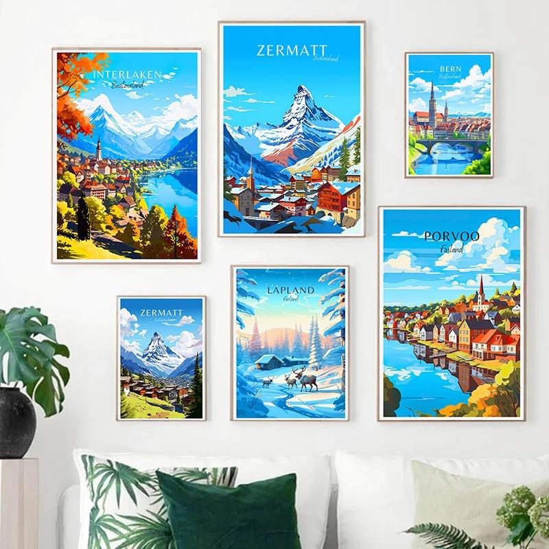 Switzerland Finland Travel Poster Lapland Porvoo Helsinki Zermatt Canvas Painting Wall Art Picture for Living Room Home Decor 21cm×30cm NoFrame
Switzerland Finland Travel Poster Lapland Porvoo Helsinki Zermatt Canvas Painting Wall Art Picture for Living Room Home Decor 21cm×30cm NoFrame