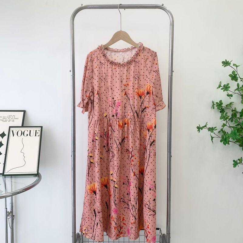 Floral Dress Summer New Arrival Short Sleeve Skirt Mid Length Long Length Soft Silk round Collar Dress for Middle-Aged Mom Dress Special Offer Orange pink flower XL
Floral Dress Summer New Arrival Short Sleeve Skirt Mid Length Long Length Soft Silk round Collar Dress for Middle-Aged Mom Dress Special Offer Orange pink flower XL