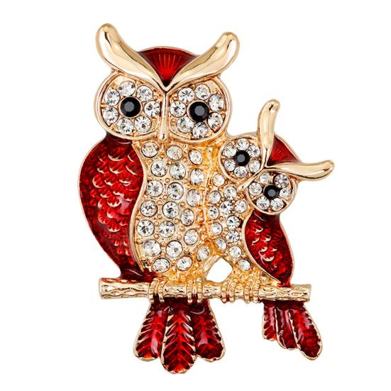 Эмалированные стразы в форме совы, встроенная брошь, значок, банкетные украшения
