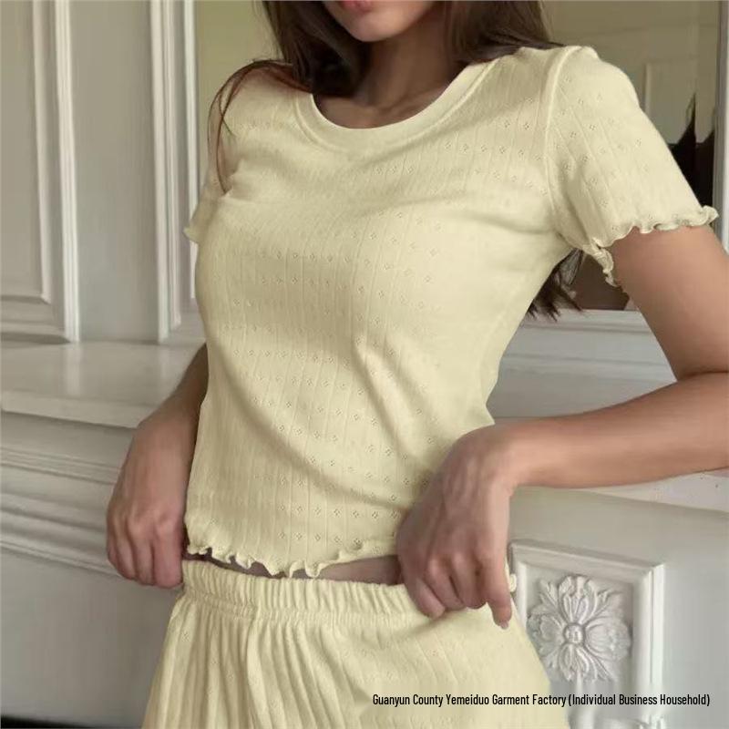 Женский повседневный жаккардовый пижамный комплект с оборками - с коротким рукавом и шортами Large жёлтый
Женский повседневный жаккардовый пижамный комплект с оборками - с коротким рукавом и шортами Large жёлтый