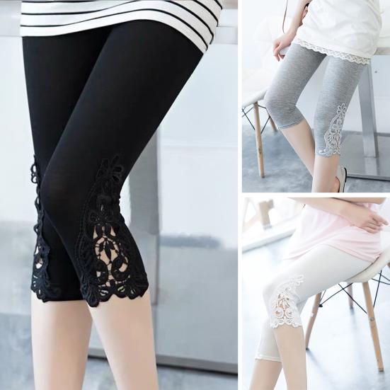 Cropped Leggings High Waist Butt Lifting Lace Spliced Yoga Pants Solid Color Elastic Tights Women Leggings L
Cropped Leggings High Waist Butt Lifting Lace Spliced Yoga Pants Solid Color Elastic Tights Women Leggings L