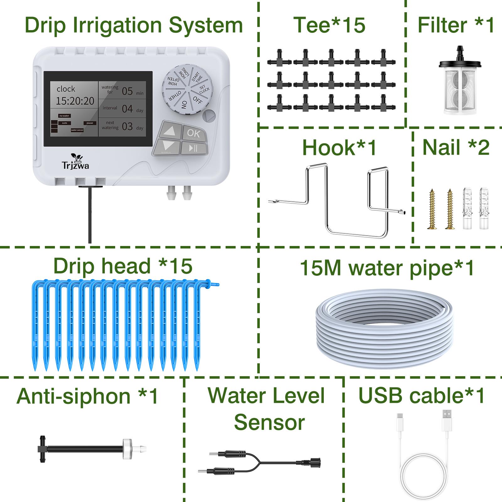 Indoor Automatic Irrigation System,2200mAh Watering Timer USB Rechargeable,Self Watering System with Drip Hose 15 Drip Tips Etc
Indoor Automatic Irrigation System,2200mAh Watering Timer USB Rechargeable,Self Watering System with Drip Hose 15 Drip Tips Etc