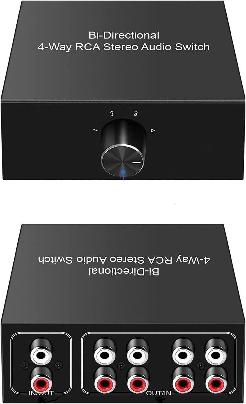 Stereo Audio Bidirectional Stereo Audio Switcher Splitter Suitable for Connecting or DVD Players to Multiple Stereo Speakers in 1 out 1 inch 4 4-Way чорний
Stereo Audio Bidirectional Stereo Audio Switcher Splitter Suitable for Connecting or DVD Players to Multiple Stereo Speakers in 1 out 1 inch 4 4-Way чорний