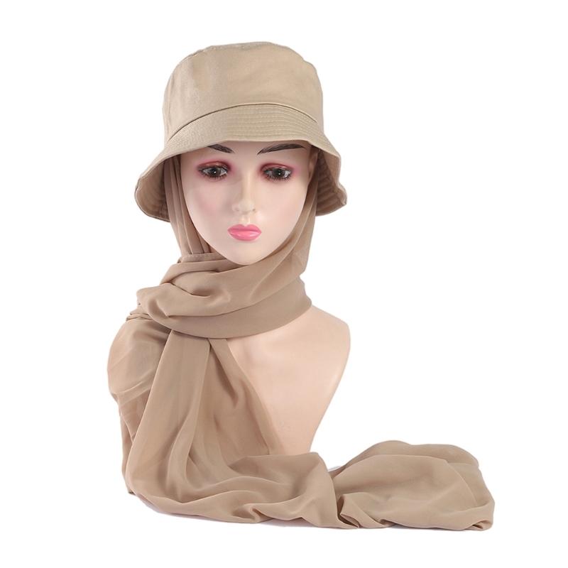 New Muslims Women Bucket Hat With Chiffon Headscarf Outdoor Sun Bucket Hat for Outdoor Activity хаки
New Muslims Women Bucket Hat With Chiffon Headscarf Outdoor Sun Bucket Hat for Outdoor Activity хаки