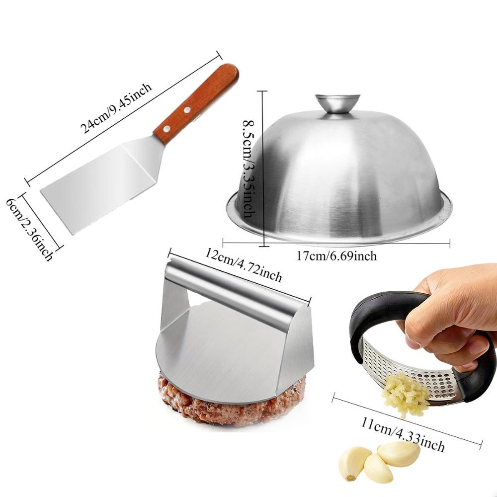 4Pcs Kitchen Accessories, Burger Press, Cake Spatula, Lid & Garlic Press, Non-stick Kitchen Tools, Practical Home Kitchen Items
4Pcs Kitchen Accessories, Burger Press, Cake Spatula, Lid & Garlic Press, Non-stick Kitchen Tools, Practical Home Kitchen Items