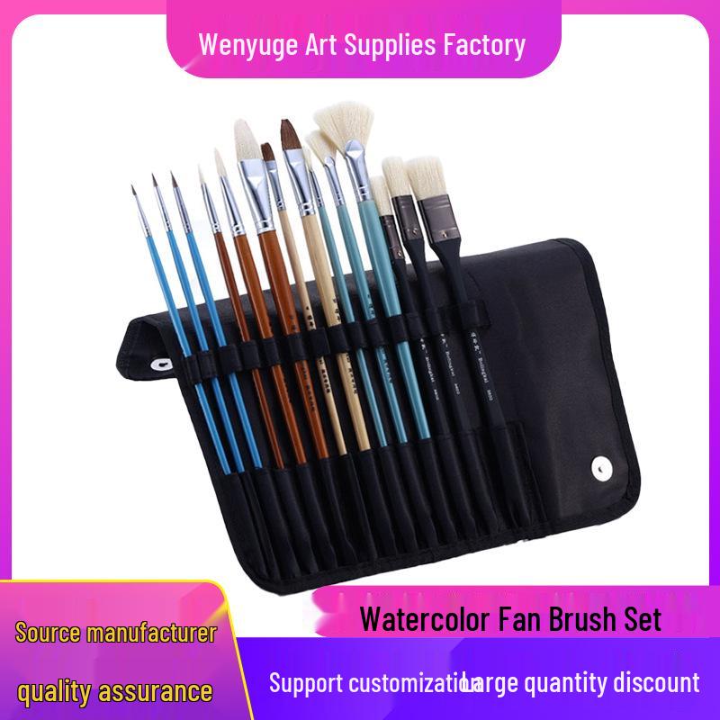 Watercolor Fan Brush Set - 14 Piece Hog Bristle with Canvas Bag for Student Oil Painting Art Supplies 14-Piece Set чёрный
Watercolor Fan Brush Set - 14 Piece Hog Bristle with Canvas Bag for Student Oil Painting Art Supplies 14-Piece Set чёрный