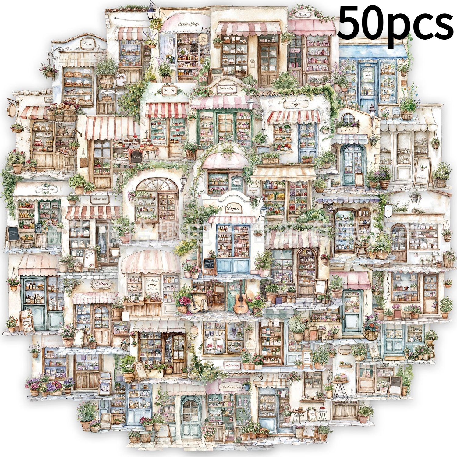 50pcs Sheets Vintage Shop, Floral & Greenery Pattern Watercolor House Stickers | Mixed Color Vinyl, Self-adhesive,Single Use
50pcs Sheets Vintage Shop, Floral & Greenery Pattern Watercolor House Stickers | Mixed Color Vinyl, Self-adhesive,Single Use