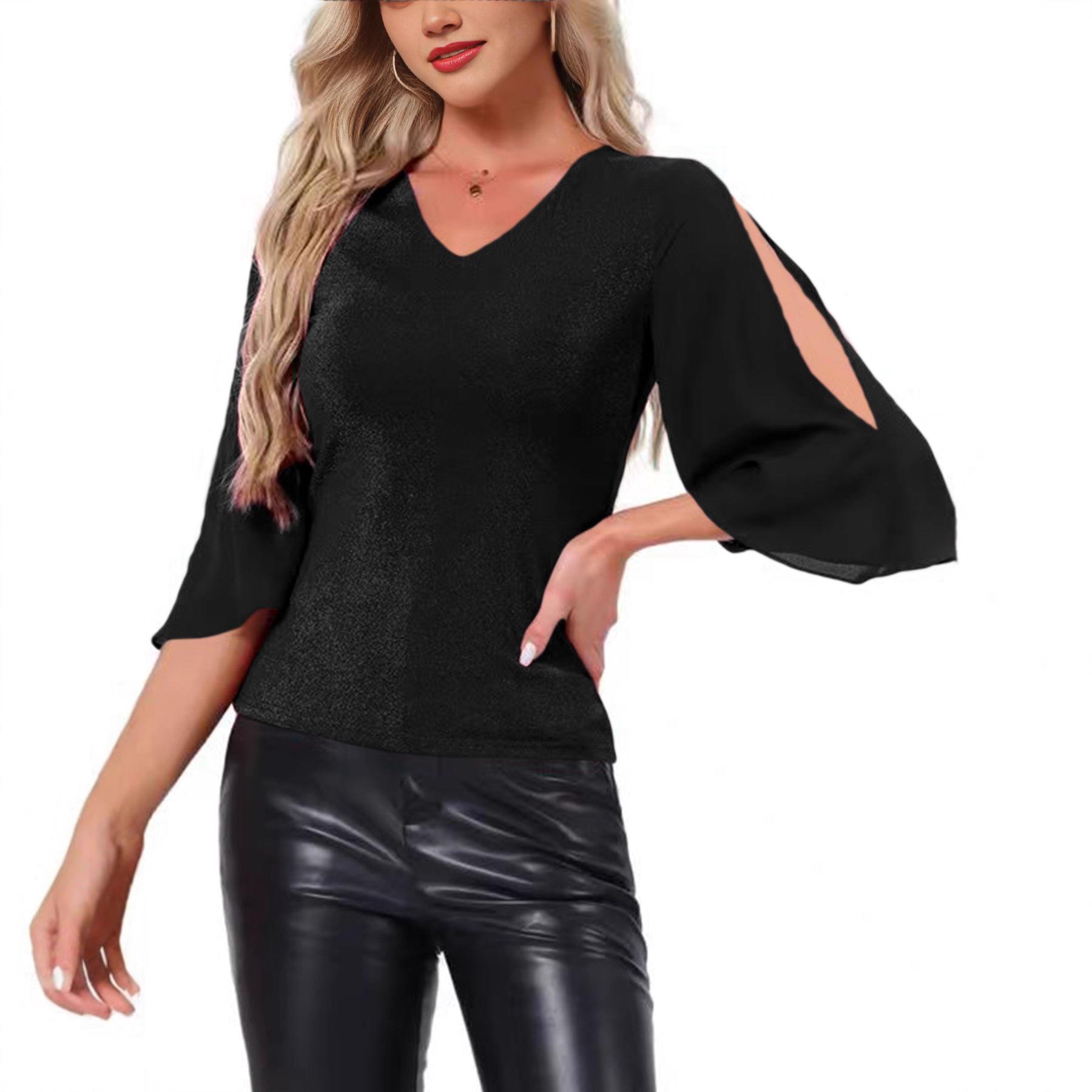 European & American Style Women s Shiny Patchwork V-Neck Casual Top 2XL чорний
European & American Style Women s Shiny Patchwork V-Neck Casual Top 2XL чорний