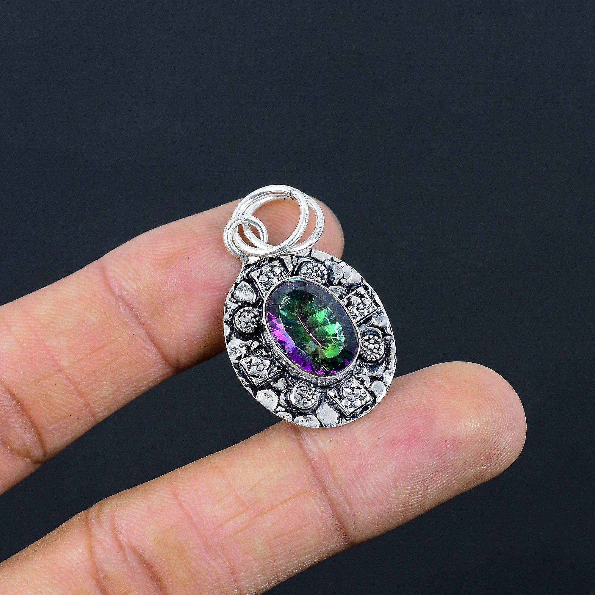 Daughters Day Deal Natural Rainbow Mystic Topaz Sterling Silver Elegant Pendant
Daughters Day Deal Natural Rainbow Mystic Topaz Sterling Silver Elegant Pendant