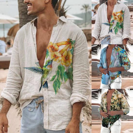 Мужская футболка с цветным принтом, однобортная повседневная пляжная рубашка с отложным воротником для отпуска
Мужская футболка с цветным принтом, однобортная повседневная пляжная рубашка с отложным воротником для отпуска