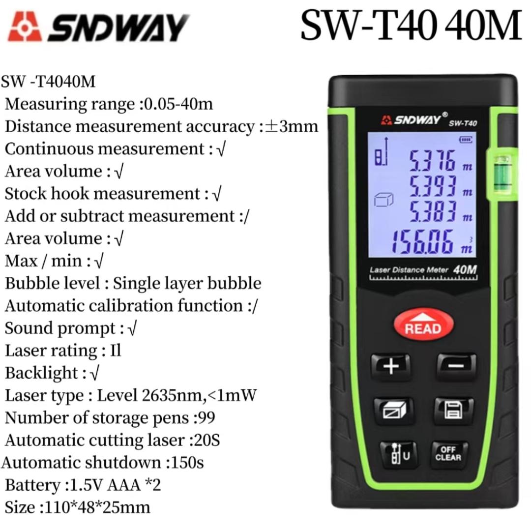SNDWAY SW-T40 SW-T60 SW-T80 SW-T100 Mini Digital Rangefinder Laser Rangefinder Professional Laser Rangefinder Tape Measure Tool SW-T40
SNDWAY SW-T40 SW-T60 SW-T80 SW-T100 Mini Digital Rangefinder Laser Rangefinder Professional Laser Rangefinder Tape Measure Tool SW-T40