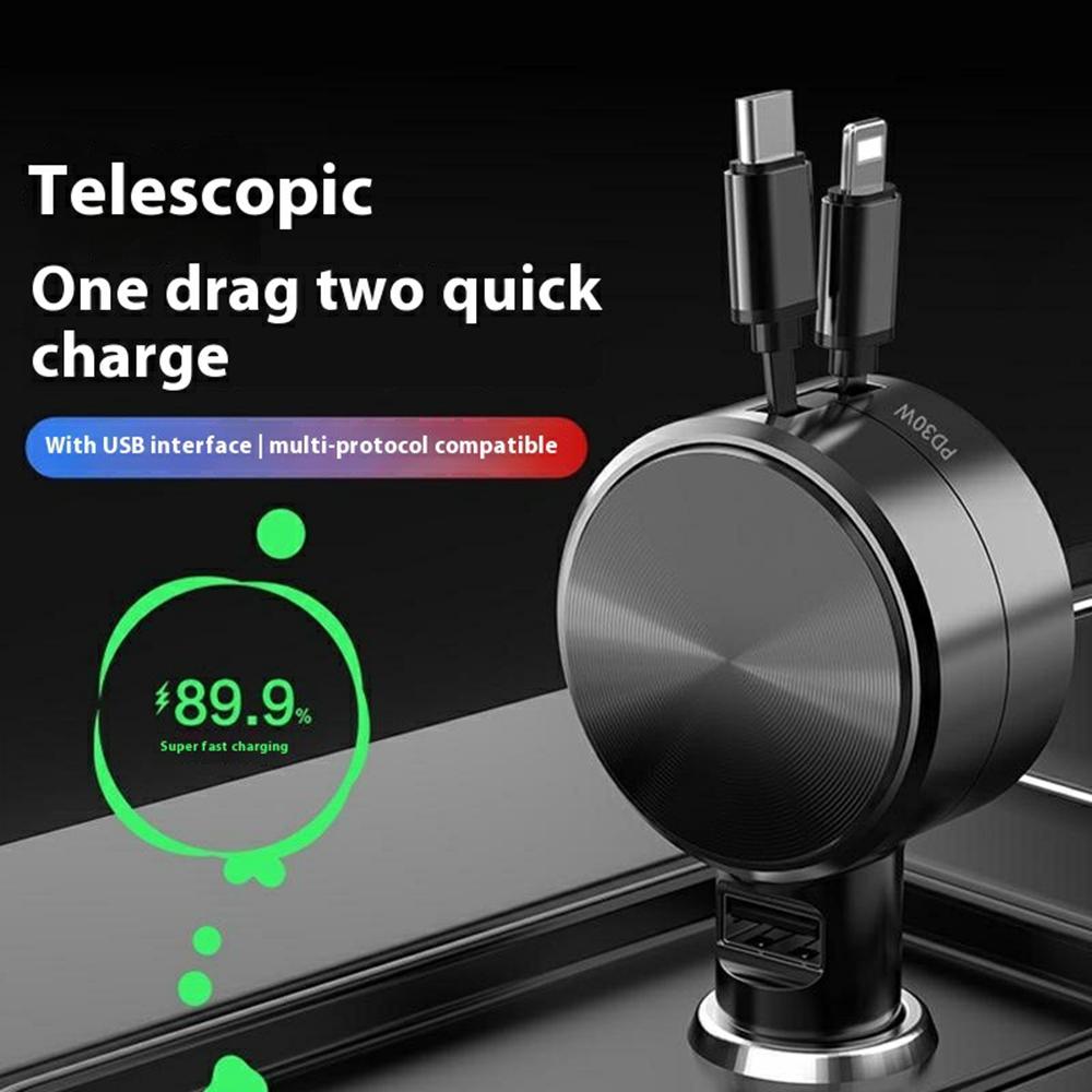 Car Charger with Type-C/iP Cable PD Super Fast Charging Cable Dual Port Retractable Cord,CD Veins Version As Shown A
Car Charger with Type-C/iP Cable PD Super Fast Charging Cable Dual Port Retractable Cord,CD Veins Version As Shown A