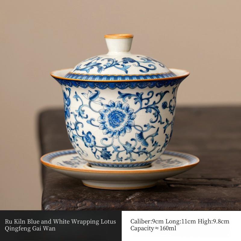 160m Blue and White Ru Kiln Cover Bowl Single High-End Gai Wan Wrapping Lotus Opening Surface Three Talent Tea Bowl Tea Ceremony 200ml
160m Blue and White Ru Kiln Cover Bowl Single High-End Gai Wan Wrapping Lotus Opening Surface Three Talent Tea Bowl Tea Ceremony 200ml