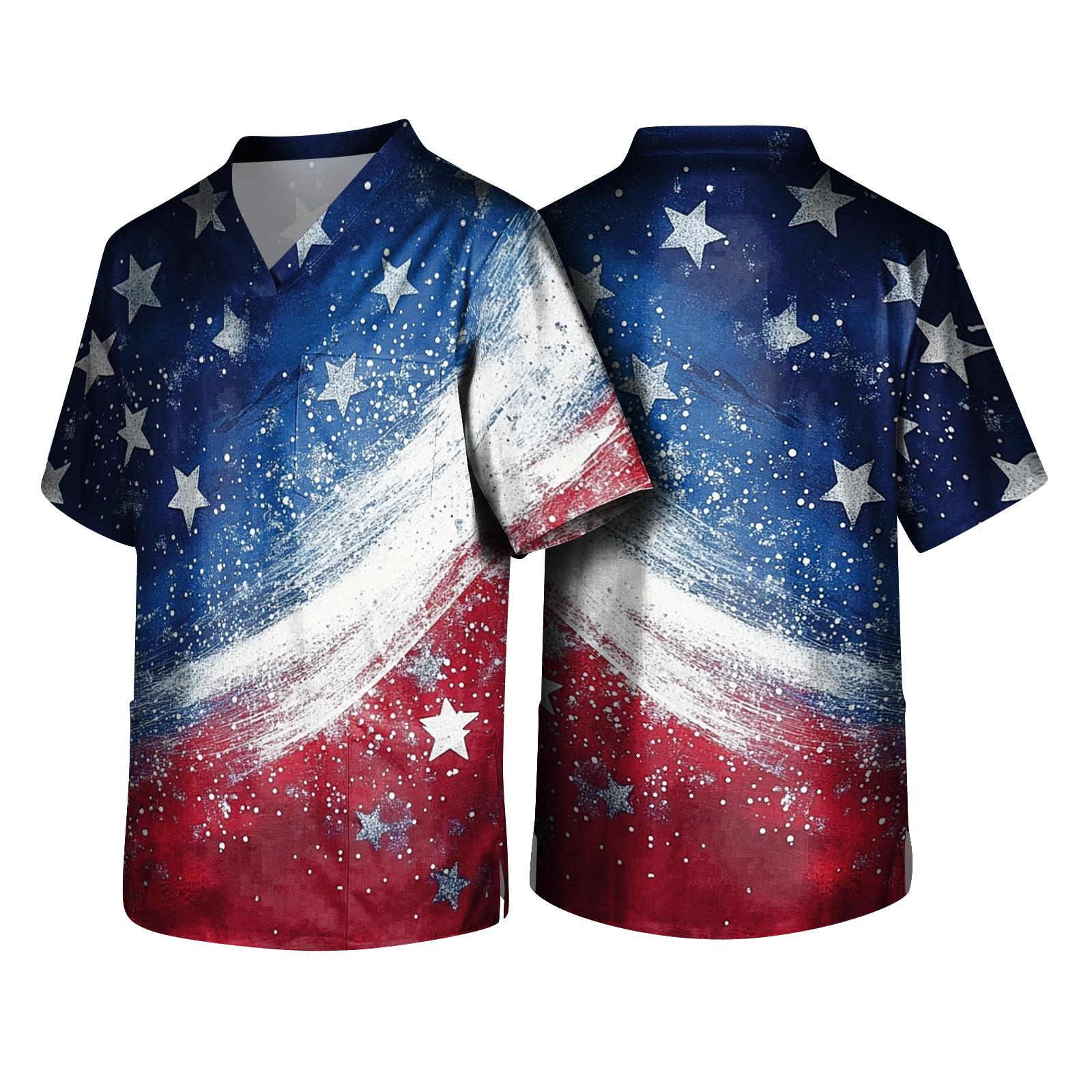 Short Sleeve V Neck Printed Scrub Top with Star and Stripe Pattern for Professionals Unisex Comfortable Fit XXXL
Short Sleeve V Neck Printed Scrub Top with Star and Stripe Pattern for Professionals Unisex Comfortable Fit XXXL