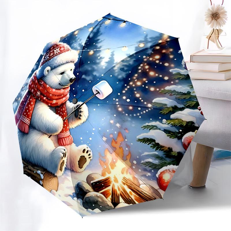1pc Christmas Polar Bear Marshmallow Roasting Scene Automatic Opening/Closing Umbrella, Portable Tri-Fold Design with 8-Bone Iron Frame, Outdoor Umbre
1pc Christmas Polar Bear Marshmallow Roasting Scene Automatic Opening/Closing Umbrella, Portable Tri-Fold Design with 8-Bone Iron Frame, Outdoor Umbre