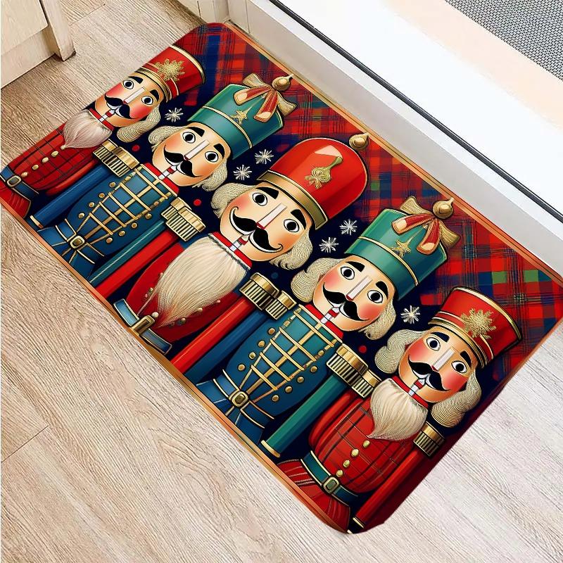 German Nutcracker Soldier Doormat Golden Trim Rug, Plush Machine Washable Small Door Carpet for Traditional Christmas Decor 40x60cm
German Nutcracker Soldier Doormat Golden Trim Rug, Plush Machine Washable Small Door Carpet for Traditional Christmas Decor 40x60cm