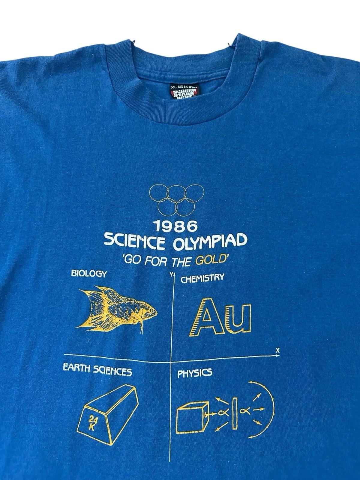 Vintage 1986 Science Olympiad T Shirt Men’s Large Blue Physics Biology Chemistry S
Vintage 1986 Science Olympiad T Shirt Men’s Large Blue Physics Biology Chemistry S