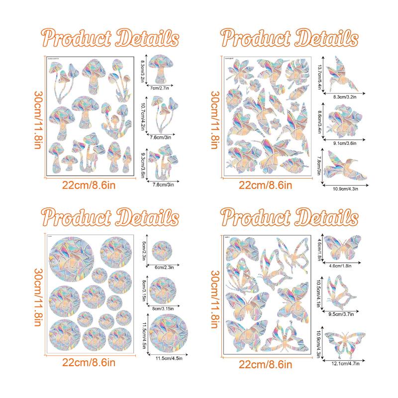 Mushroom Butterfly Sun Catcher Static Window Clings Anti Collision Window Decals for Bird Strikes Glass Awareness Stickers
Mushroom Butterfly Sun Catcher Static Window Clings Anti Collision Window Decals for Bird Strikes Glass Awareness Stickers