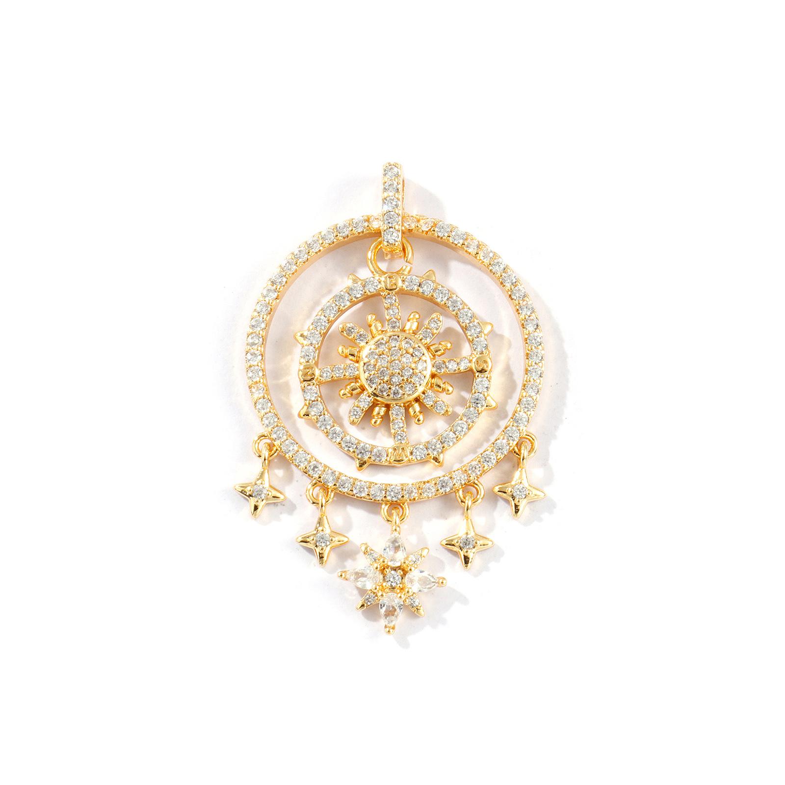 1 Piece Brass Galaxy Pendants Gold Plated Sun Star Micro Pave Clear Cubic Zirconia Charms For DIY Necklace Making 4.2cm x 2.6cm
1 Piece Brass Galaxy Pendants Gold Plated Sun Star Micro Pave Clear Cubic Zirconia Charms For DIY Necklace Making 4.2cm x 2.6cm