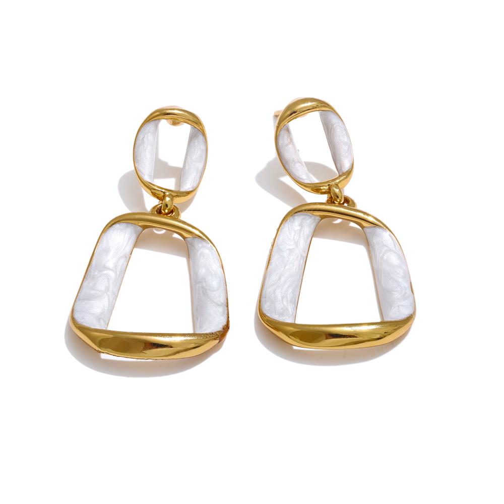 Yhpup Trendy Stainless Steel White Enamel Rectangle Hollow Drop Earrings 18K Gold Color Plated Versatile Daily Jewelry Gift
Yhpup Trendy Stainless Steel White Enamel Rectangle Hollow Drop Earrings 18K Gold Color Plated Versatile Daily Jewelry Gift