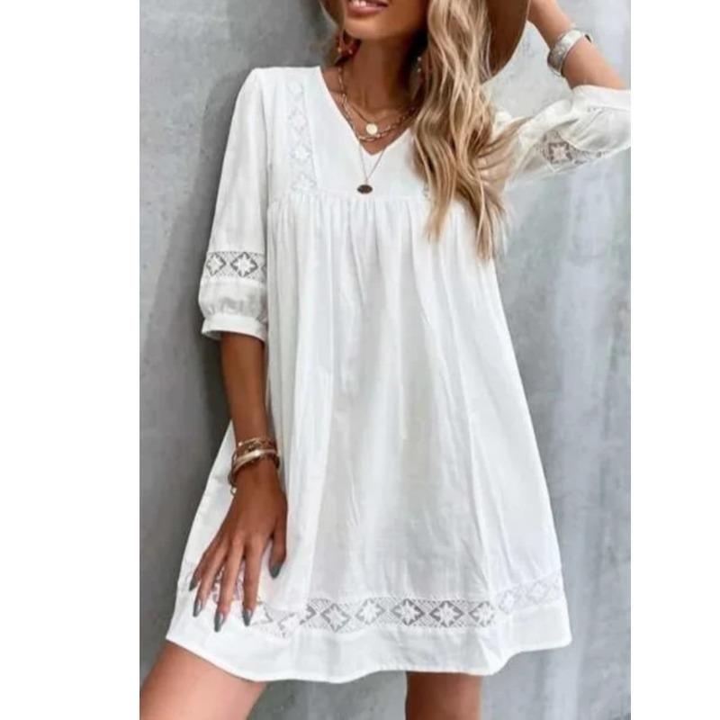 Маленькое свежее европейское и американское платье Amazon с V-образным вырезом, модное белое платье с ажурной вязкой, свободное платье с коротким рукавом, платье для девочки White Figure S
Маленькое свежее европейское и американское платье Amazon с V-образным вырезом, модное белое платье с ажурной вязкой, свободное платье с коротким рукавом, платье для девочки White Figure S