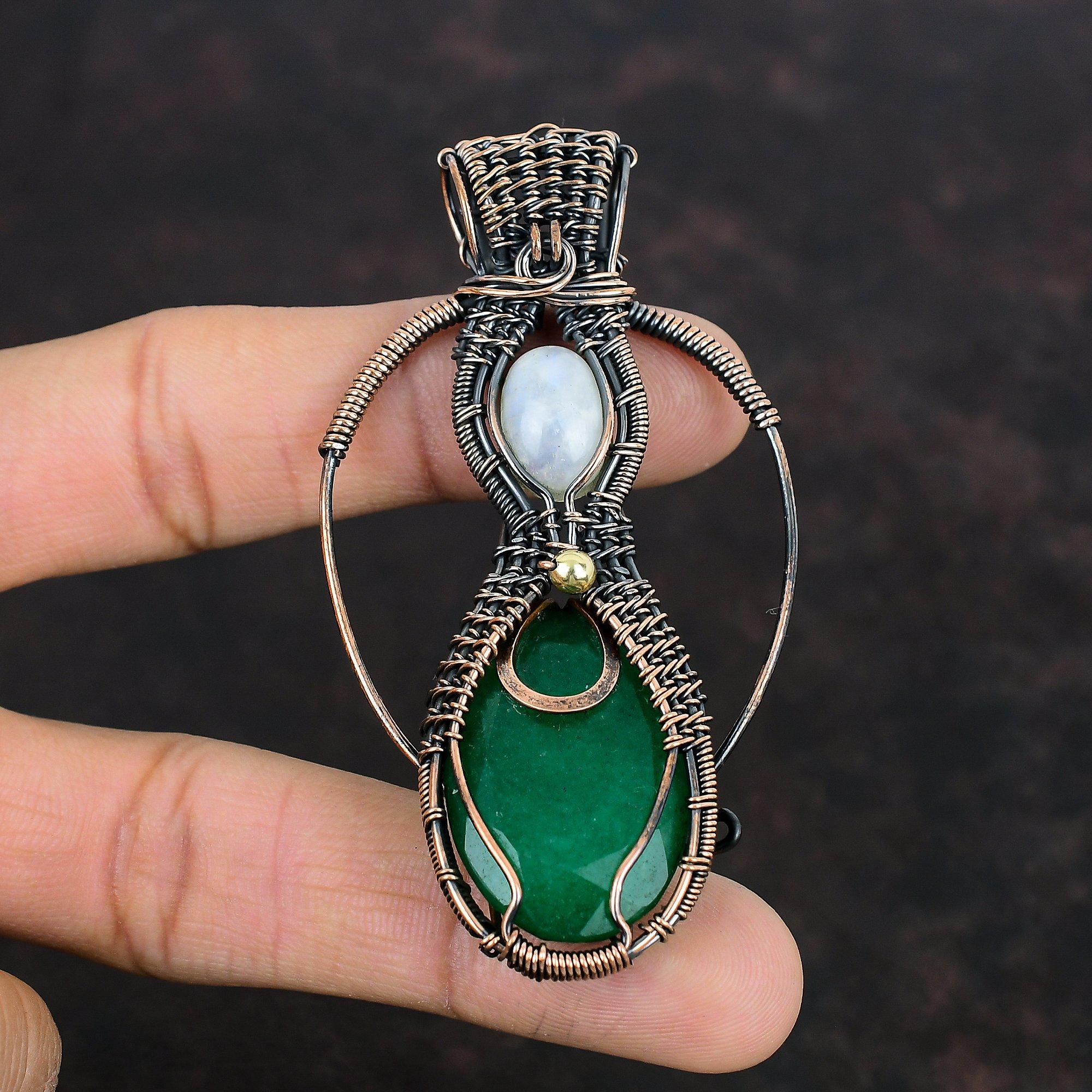 Faceted Zambian Emerald Pendant Copper Wire Wrapped Pendant Gemstone Pendant Rainbow Moonstone Pendant Copper Wire Jewelry Handmade Pendants
Faceted Zambian Emerald Pendant Copper Wire Wrapped Pendant Gemstone Pendant Rainbow Moonstone Pendant Copper Wire Jewelry Handmade Pendants