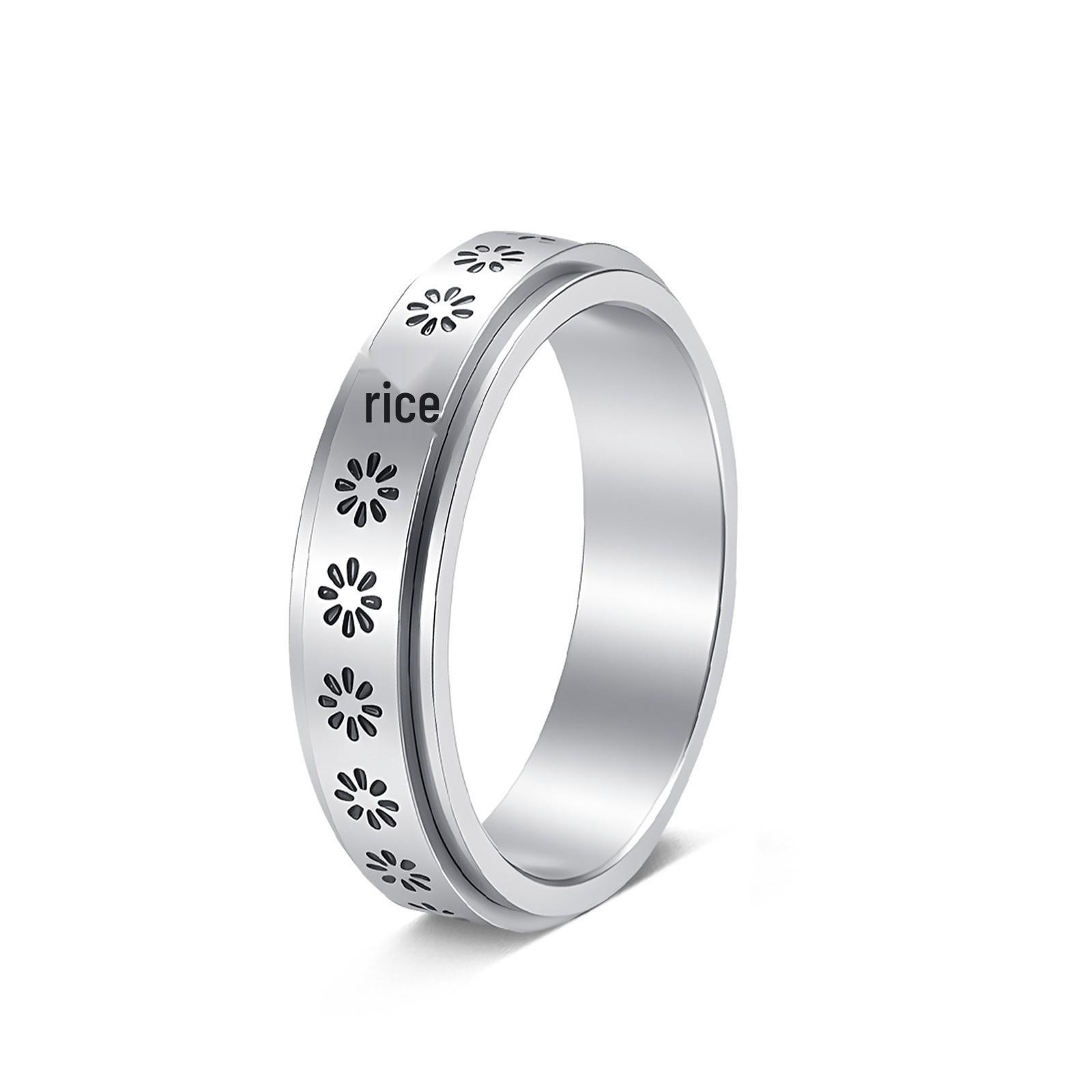 Titanium Steel Rotating Daisy Couple Ring - Small Flower Pattern Jewelry Size 7
Titanium Steel Rotating Daisy Couple Ring - Small Flower Pattern Jewelry Size 7
