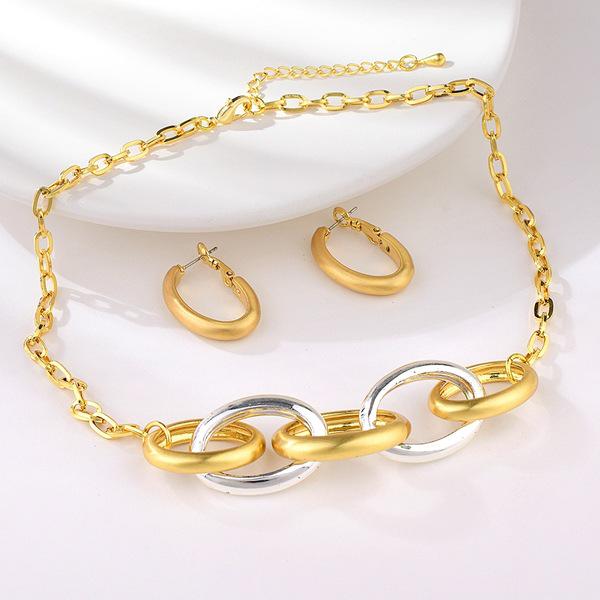 Bold Personality Women s European & American Style Necklace and Two-Tone Brushed Earrings Set
Bold Personality Women s European & American Style Necklace and Two-Tone Brushed Earrings Set
