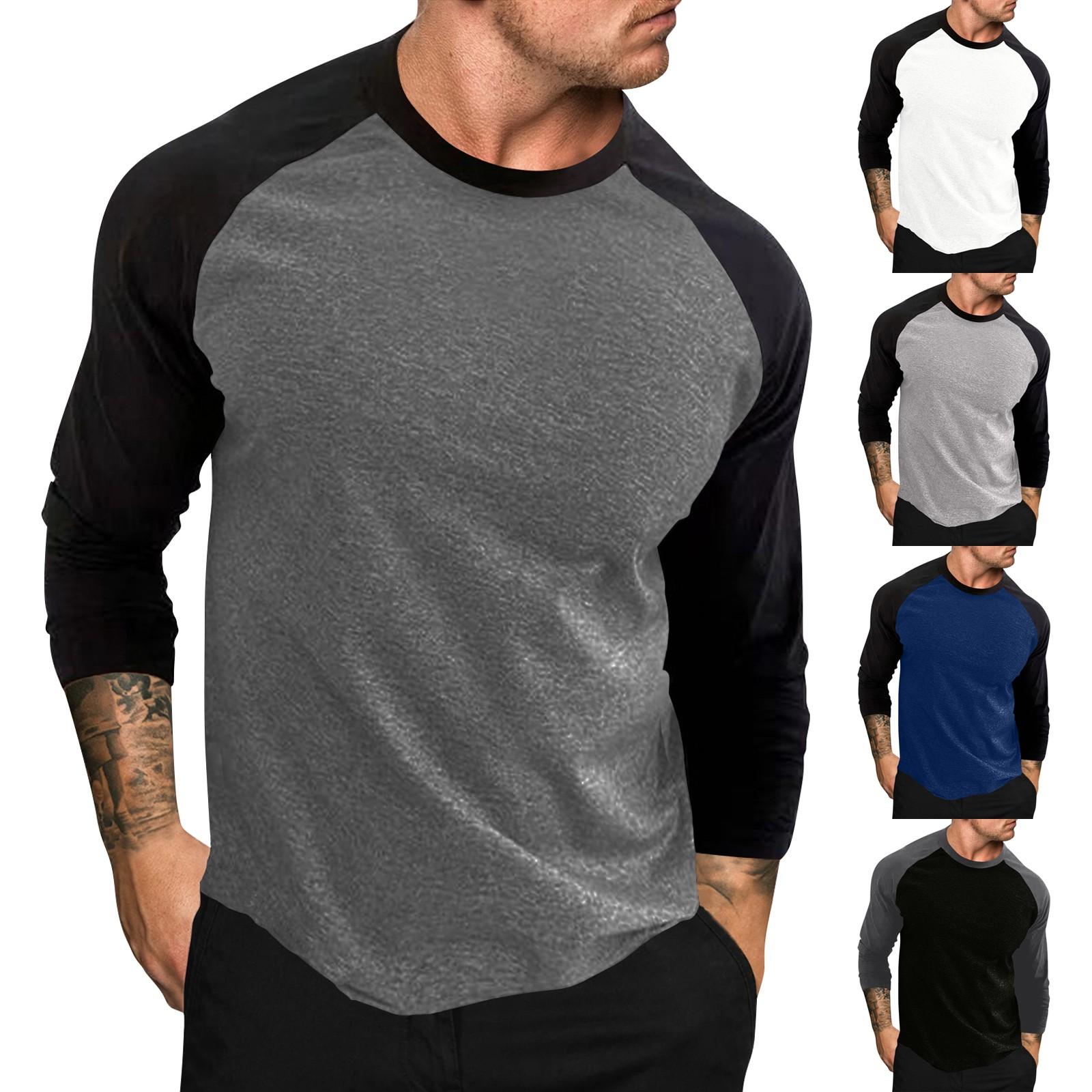 Летняя мужская свободная повседневная футболка с длинными рукавами и круглым вырезом в тон
Летняя мужская свободная повседневная футболка с длинными рукавами и круглым вырезом в тон