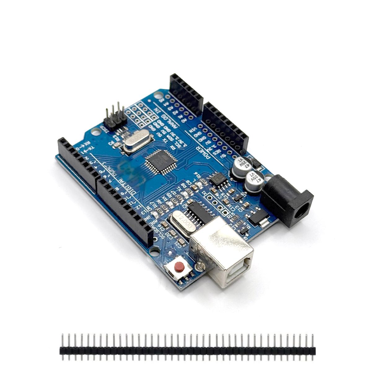 UN0 R3 Board ATmega328P Development Board with Pin Header and Cable Compatible with Arduino IDE Projects
UN0 R3 Board ATmega328P Development Board with Pin Header and Cable Compatible with Arduino IDE Projects