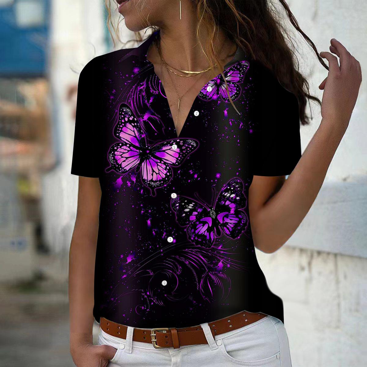 2025 Summer New Fashion Women s Butterfly Printed Short Sleeve V-neck Casual Button-down Shirt Top XS фіолетовий
2025 Summer New Fashion Women s Butterfly Printed Short Sleeve V-neck Casual Button-down Shirt Top XS фіолетовий