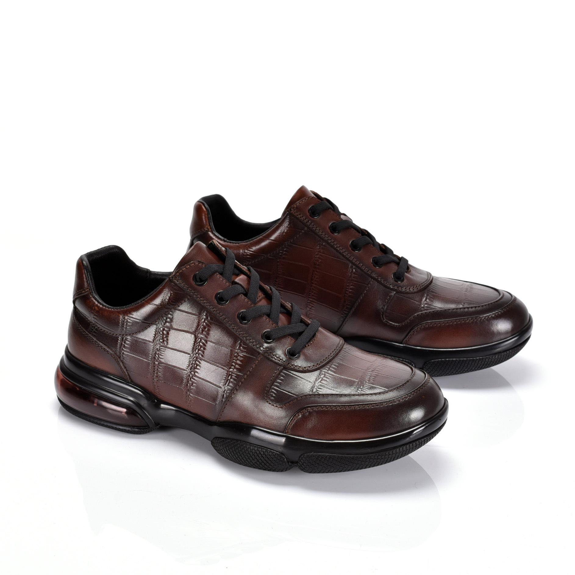 Мужская модная обувь, универсальная новая кожаная спортивная кожаная обувь, дышащая мягкая подошва, мужская повседневная обувь из коровьей кожи первого слоя 44 темно-коричневого