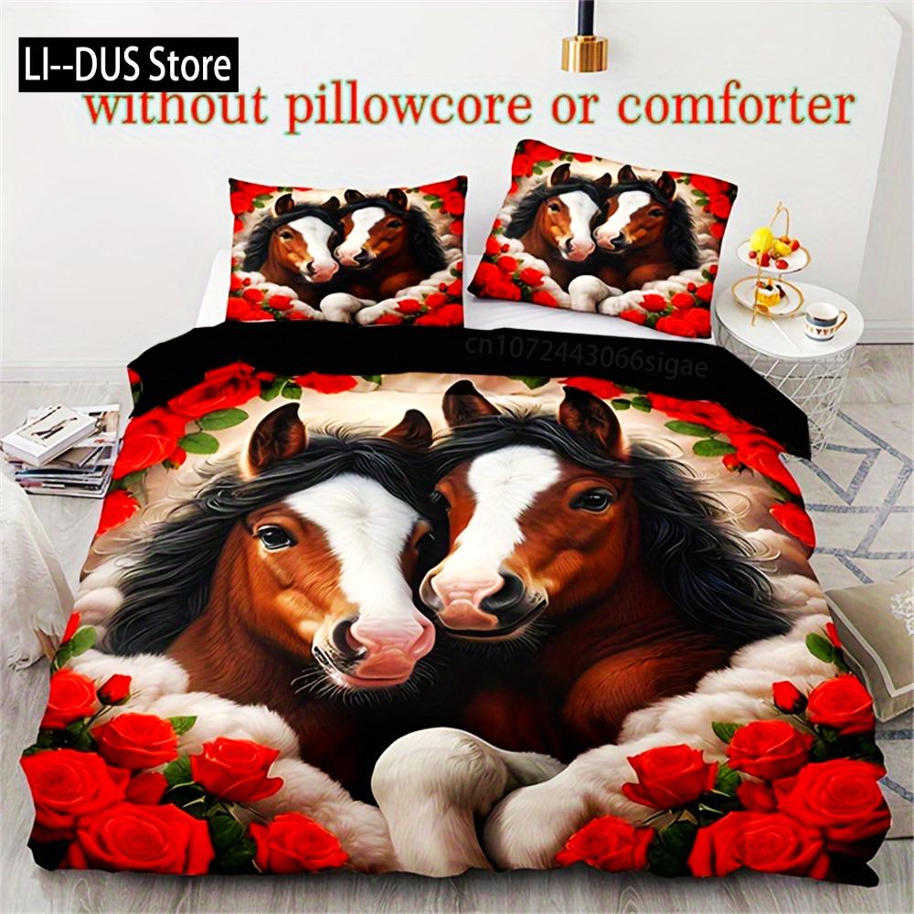 Comforter 3D Animal Print Horse And Rose Pattern Digital Print Bedding Set (No Duvet Insert) All Seasons Comforter (quilt)-EU Single(135*200cm)3pcs
Comforter 3D Animal Print Horse And Rose Pattern Digital Print Bedding Set (No Duvet Insert) All Seasons Comforter (quilt)-EU Single(135*200cm)3pcs