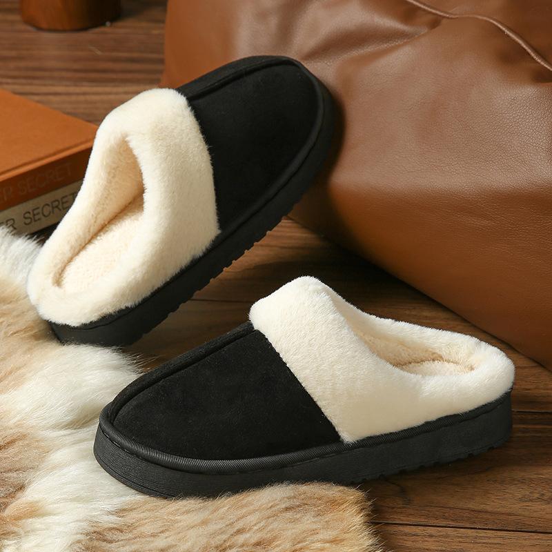 2025 новые домашние термохлопковые тапочки осень-зима плюшевые комнатные зимние толстоподошвенные домашние тапочки 40-41 чёрный